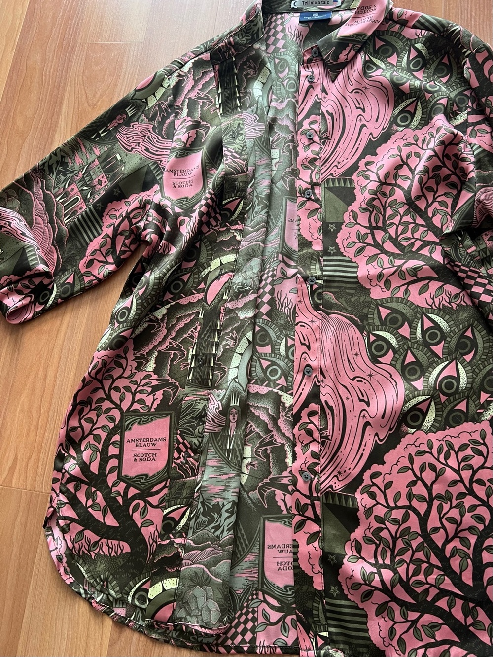 Scotch & Soda Maison Scotch Tell Me a Tale Graphic Print Oversized Shirt S - Picture 6 of 11